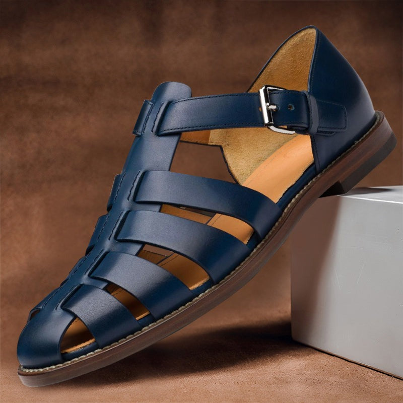 Men's Closed Toe Fisherman Leather Sandals - hero