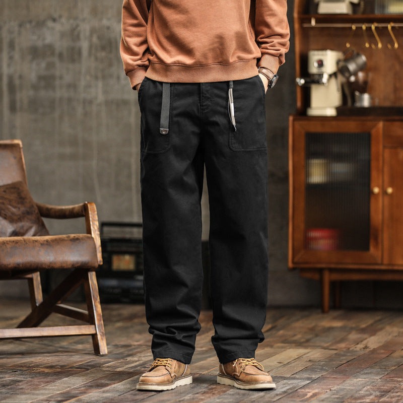 Men's Cotton Straight Fatigue Trousers | Utility Patch Pockets - back