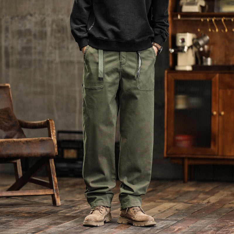 Men's Cotton Straight Fatigue Trousers | Utility Patch Pockets - front