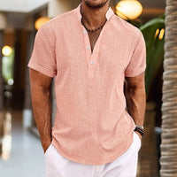 Men's Lightweight Short Sleeve Shirt | Grandad Collar - hero