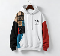 Men's Patchwork Contrast Hoodie | Relaxed Fit Cotton Blend - back