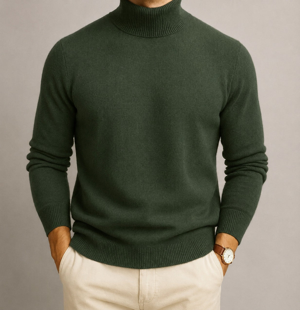 Men's Ribbed Turtleneck Sweater | Slim Fit Soft Knit - front