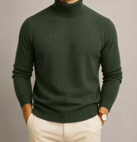 Men's Ribbed Turtleneck Sweater | Slim Fit Soft Knit - front