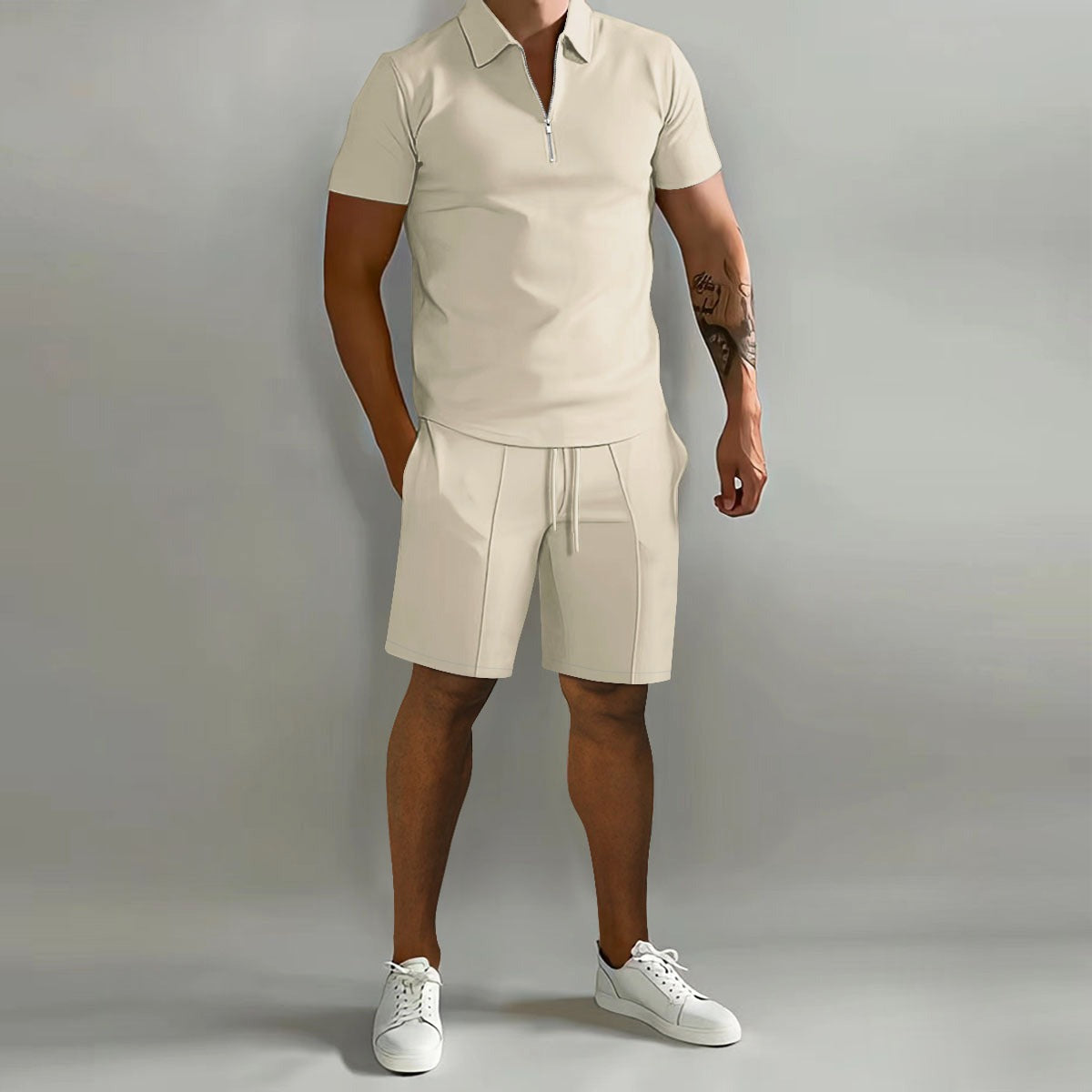 Men's Short Sleeve Summer Two-Piece Set - detail