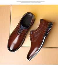 Oxford Leather Lace-Up Low-Top Shoes - look