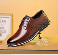 Oxford Leather Lace-Up Low-Top Shoes - look