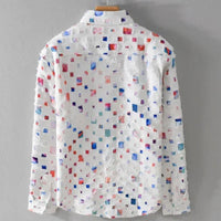 Plaid Shirt | Long Sleeve Geometric Print - detail