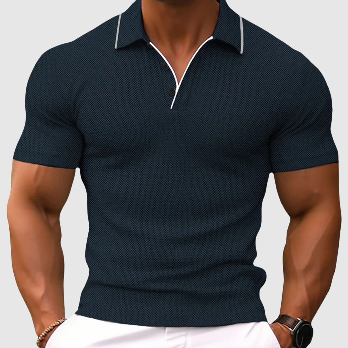 Polo Shirt | Men's Ribbed Short Sleeve - detail