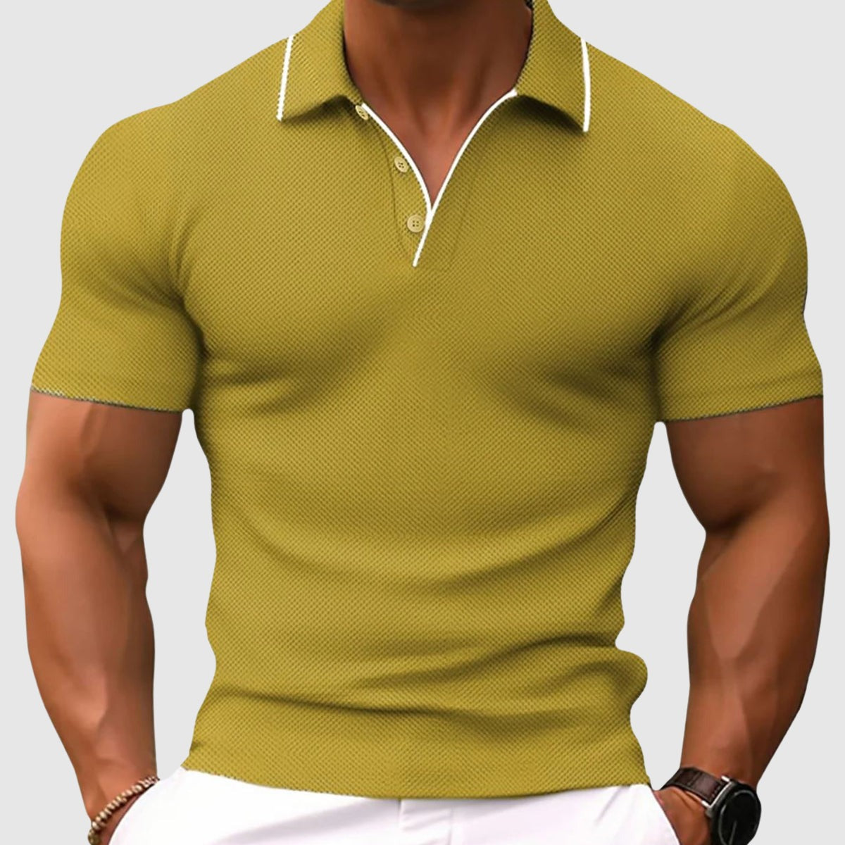 Polo Shirt | Men's Ribbed Short Sleeve - side