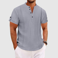 Polo Shirt | Men's Short Sleeve Grandad Collar - front