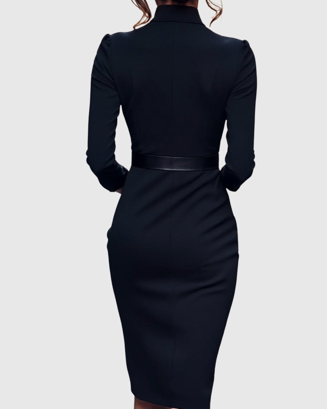 Refined Elegant Pencil Dress | Belted V Neck - lifestyle