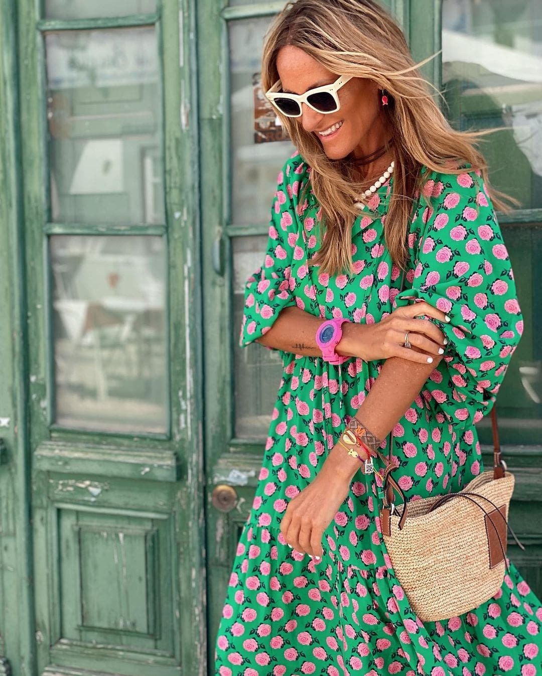 Relaxed Boho Maxi Dress | V Neck Printed - back