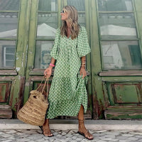 Relaxed Boho Maxi Dress | V Neck Printed - lifestyle