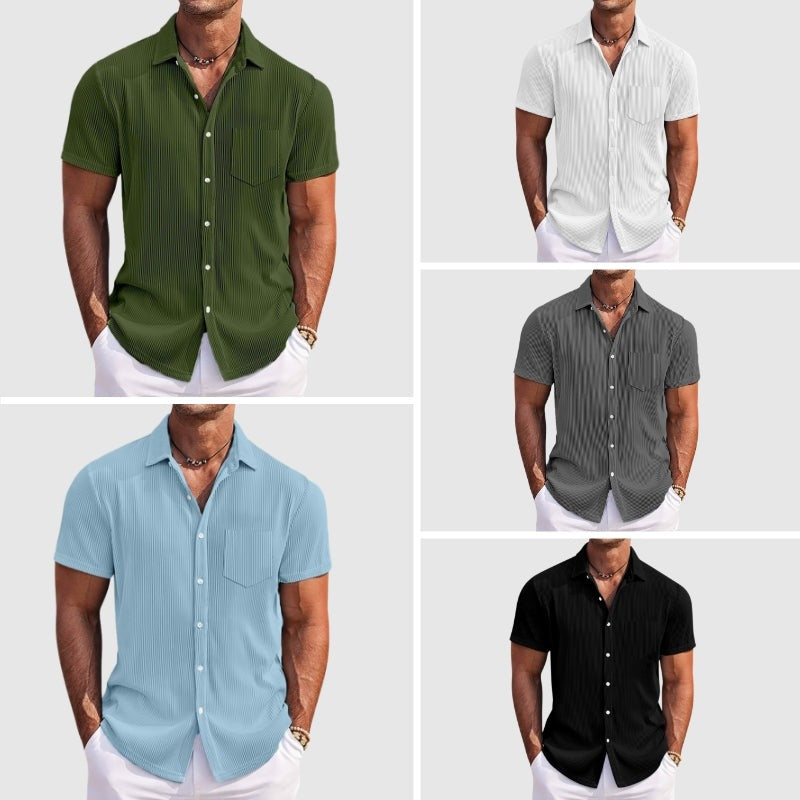Striped Button down Shirt | Men's Short Sleeve - lifestyle