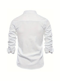 Stylish Shirt Men's Long Sleeve Stand Collar - front