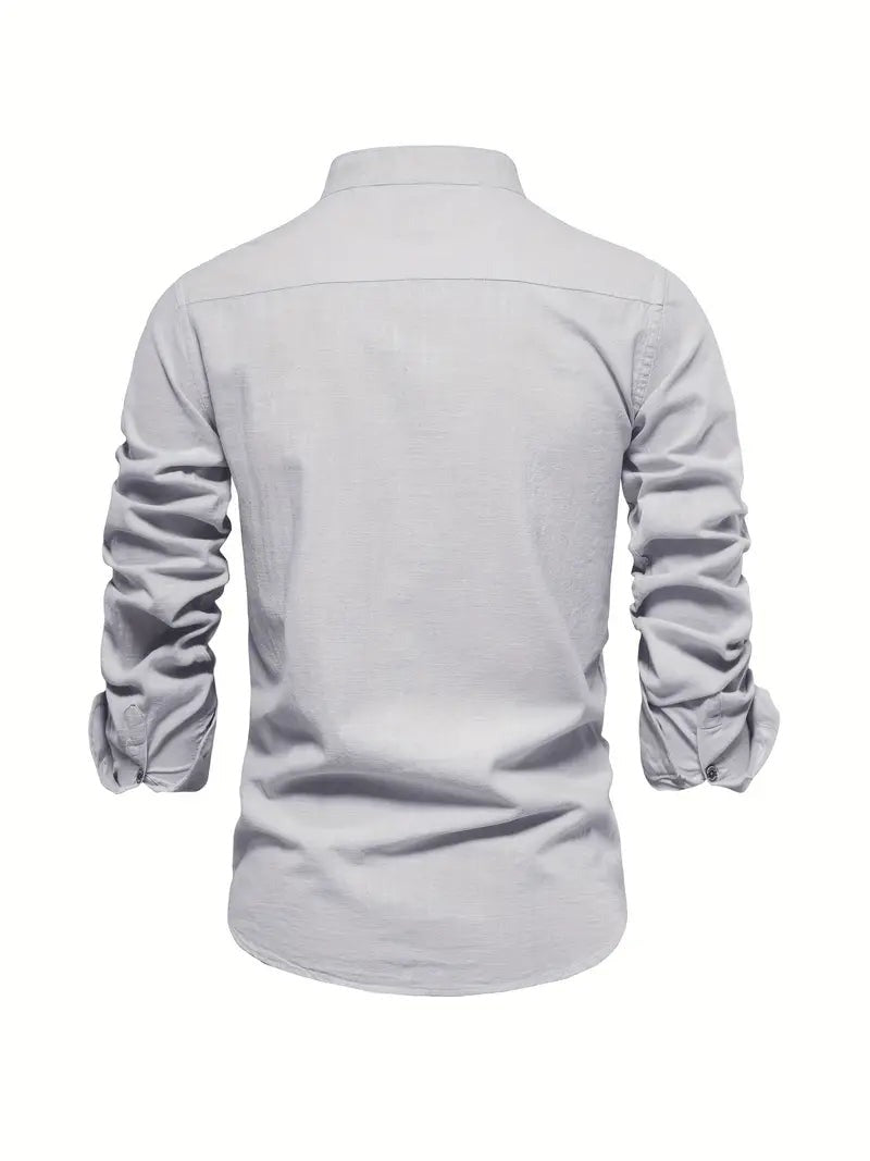 Stylish Shirt Men's Long Sleeve Stand Collar - look