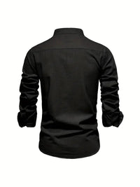 Stylish Shirt Men's Long Sleeve Stand Collar - look
