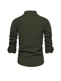 Stylish Shirt Men's Long Sleeve Stand Collar - look