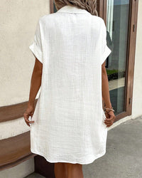 Summer Comfort Short Sleeve Shirt Dress - angle