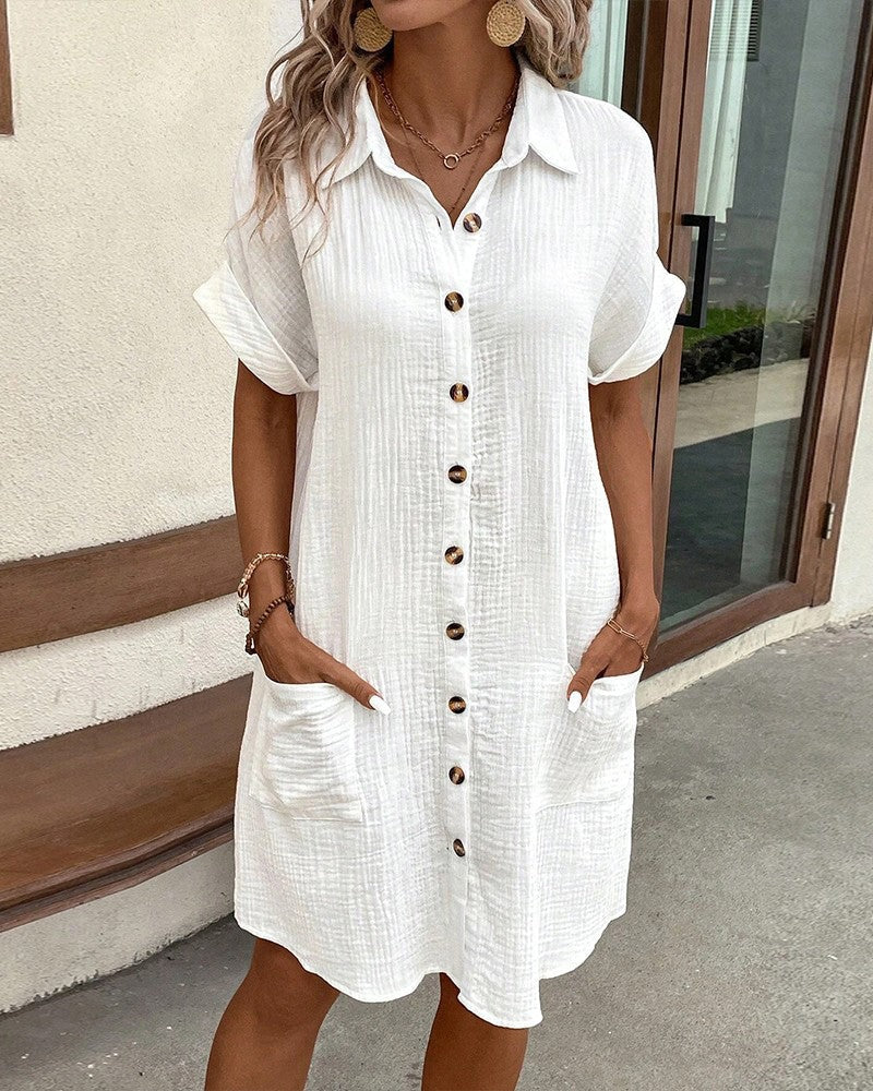 Summer Comfort Short Sleeve Shirt Dress - hero