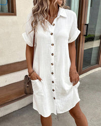 Summer Comfort Short Sleeve Shirt Dress - view