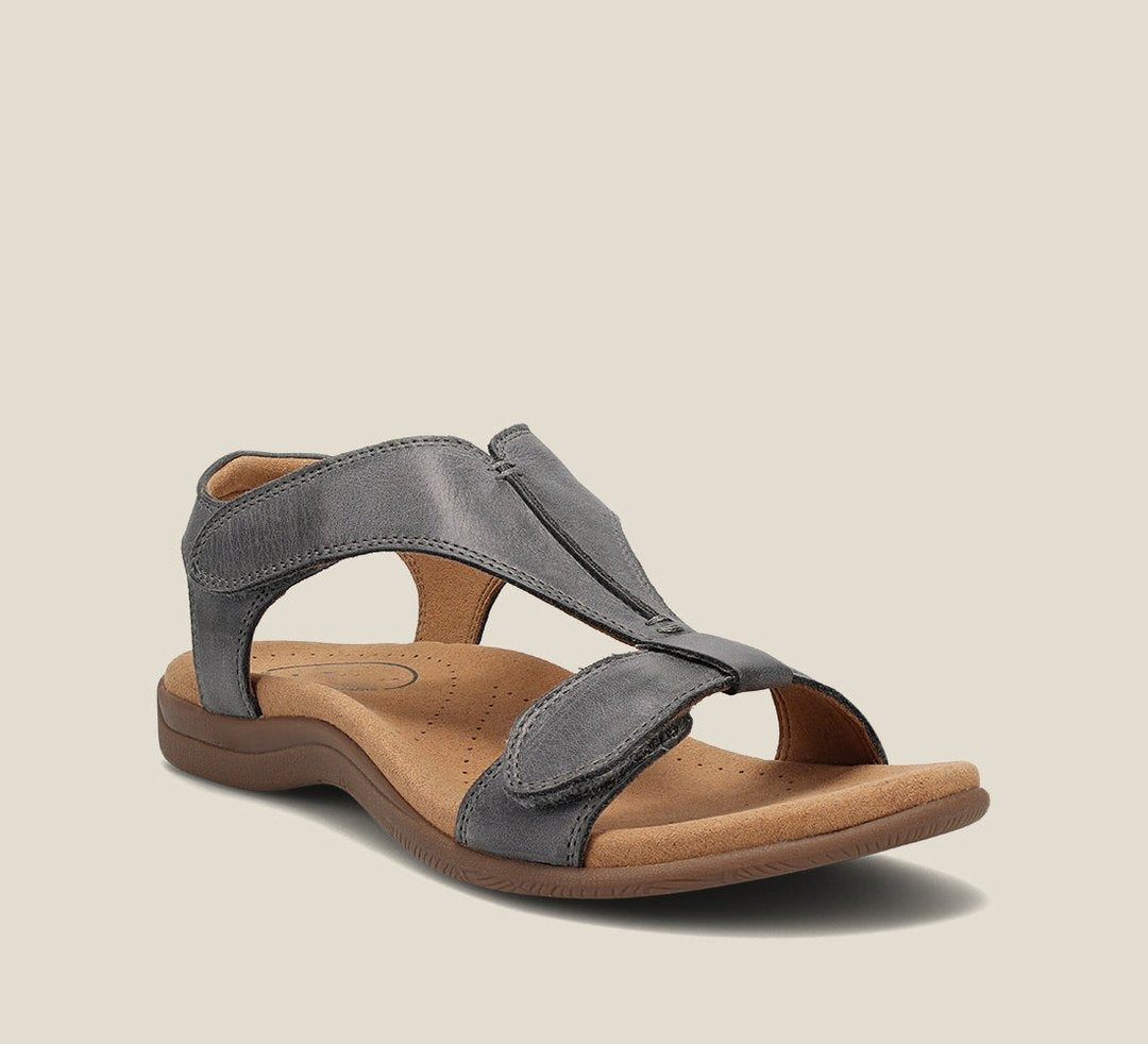 Women's Adjustable T-Strap Leather Sandals - detail
