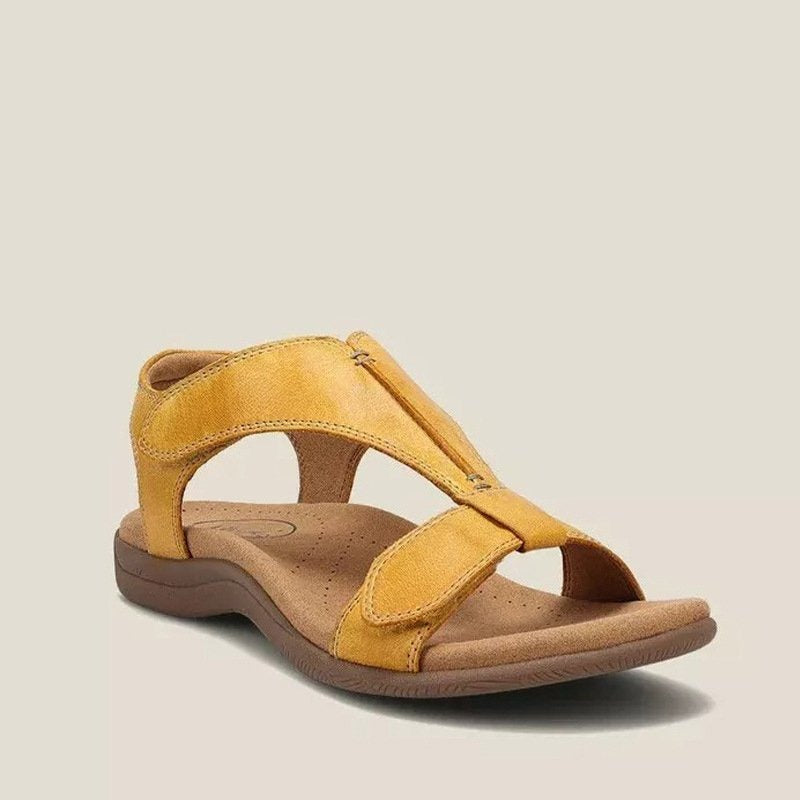 Women's Adjustable T-Strap Leather Sandals - front