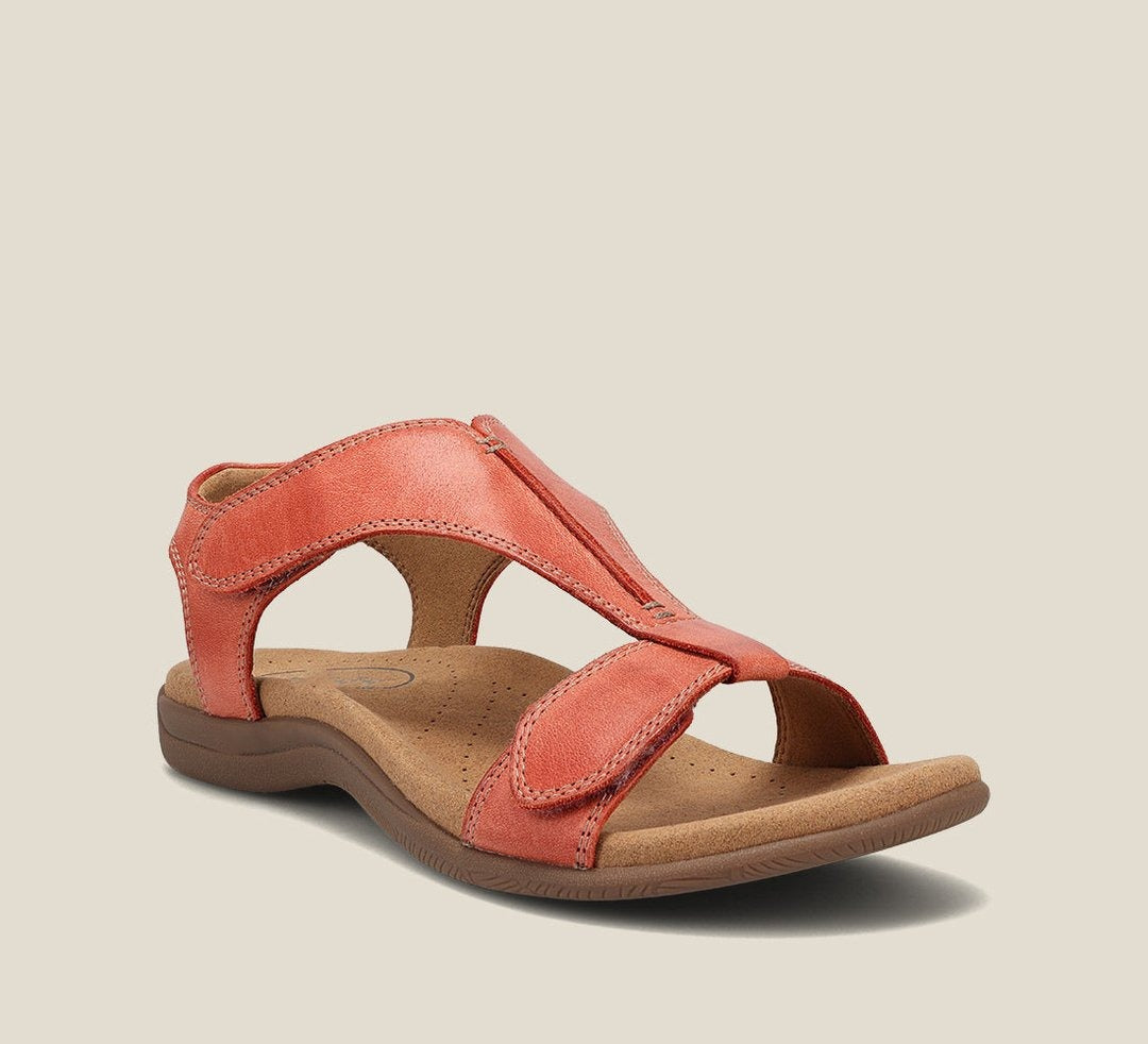 Women's Adjustable T-Strap Leather Sandals - hero