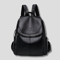 Women's Anti-Theft Leather Backpack | Scallop Flap City Bag Detail