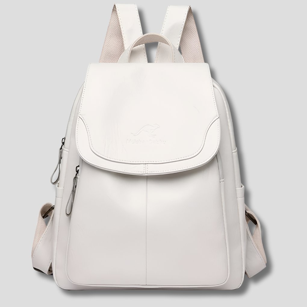 Women's Anti-Theft Leather Backpack | Scallop Flap City Bag Hero