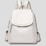 Women's Anti-Theft Leather Backpack | Scallop Flap City Bag