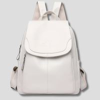 Women's Anti-Theft Leather Backpack | Scallop Flap City Bag Hero
