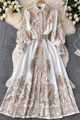 Women's Belted Abaya Maxi Dress | Paisley Embroidered Flared Sleeves