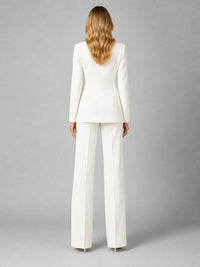 Women's Blazer Wide-Leg Trouser Set | Tailored with Deep Plunge Lapel Front