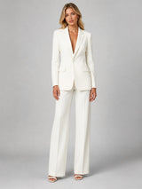 Women's Blazer Wide-Leg Trouser Set | Tailored with Deep Plunge Lapel