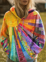 Women's Bohemian Patchwork Hoodie | Multicolor Boho Style