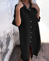 Women's Boho Shirt Dress | Button Front Loose - front