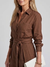 Women's Button Front Wide Leg Jumpsuit | Long Sleeve Belted Fit Front