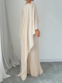 Women's Cape Maxi Dress | Pleated Wedding Guest Overlay Back