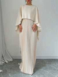 Women's Cape Maxi Dress | Pleated Wedding Guest Overlay Hero