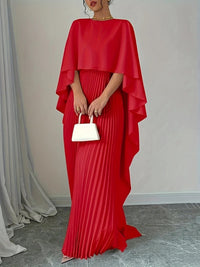 Women's Cape Maxi Dress | Pleated Wedding Guest Overlay Lifestyle