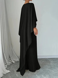 Women's Cape Maxi Dress | Pleated Wedding Guest Overlay View 13