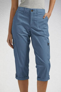 Women's Cargo Cropped Trousers | Relaxed Fit with Roll Up Hem View 13