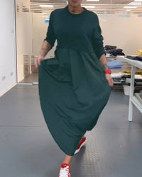Women's Casual Solid Colour Maxi Dress | A-Line with Pocket Full