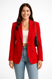 Women's Chic and Elegant Blazer | Single Button Tailored Fit Back