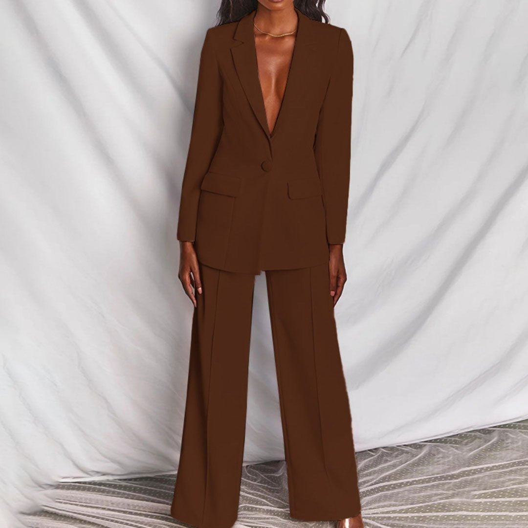 Women's Chic Blazer and Trousers Set - angle