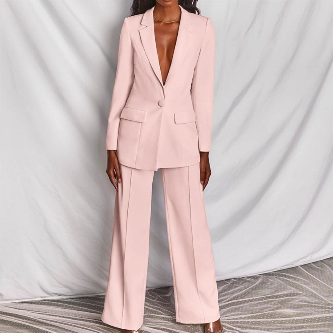 Women's Chic Blazer and Trousers Set - detail