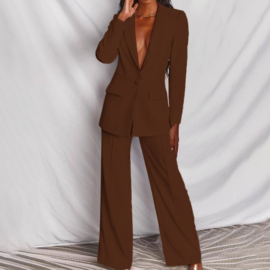 Women's Chic Blazer and Trousers Set - look