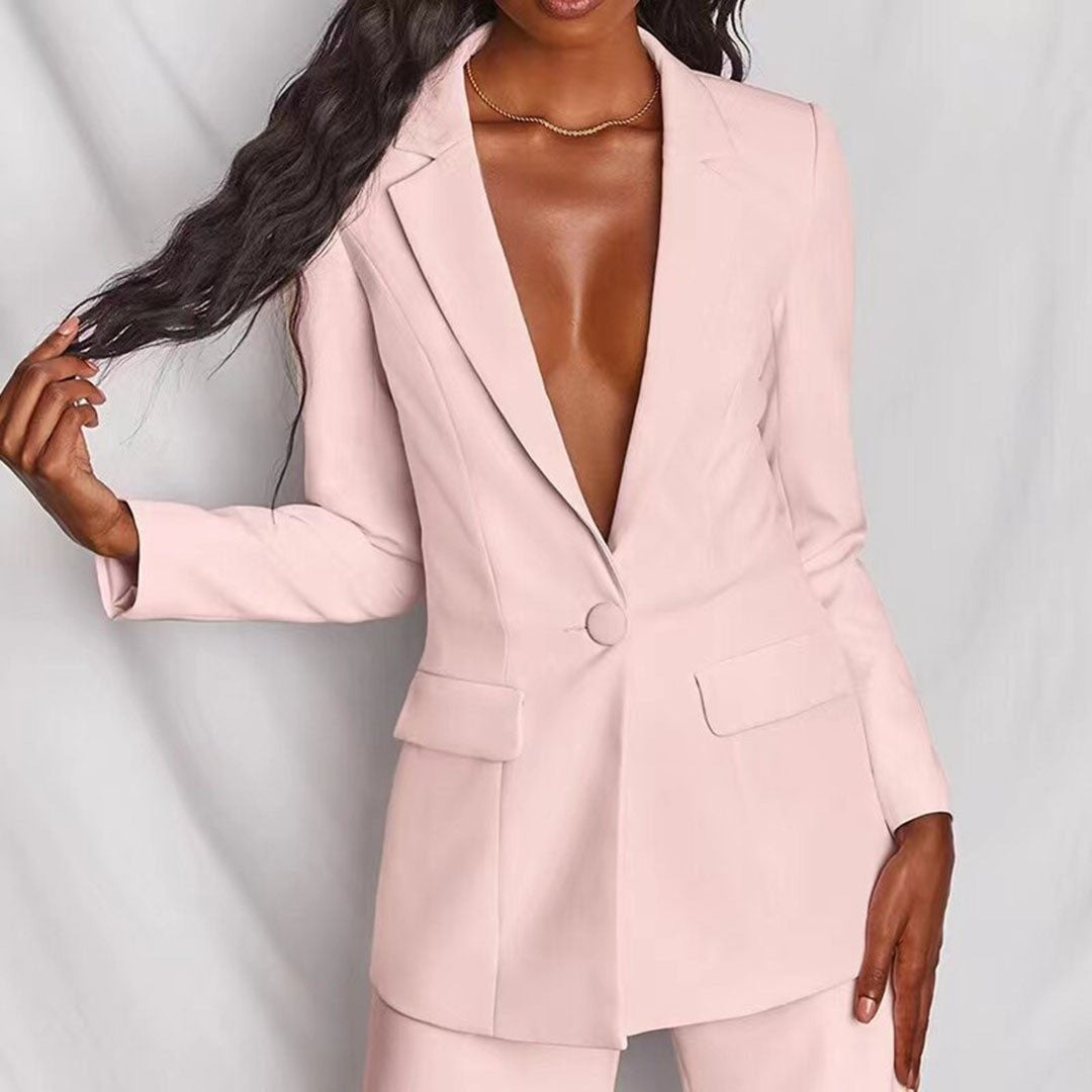 Women's Chic Blazer and Trousers Set - view