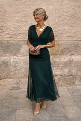 Women's Chiffon Maxi Dress | V-Neck Twist Bodice Fit